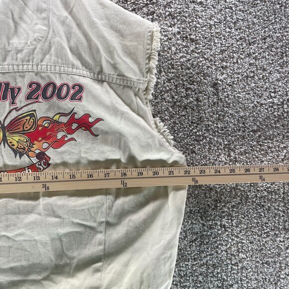 Vintage Bikers World Vest Womens XL Tan Bike Rally 2002 Logo Myrtle Beach SC Y2K - Picture 12 of 14